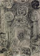 James Ensor Mirror with Skeleton or The Devil-s Mirror oil painting on canvas